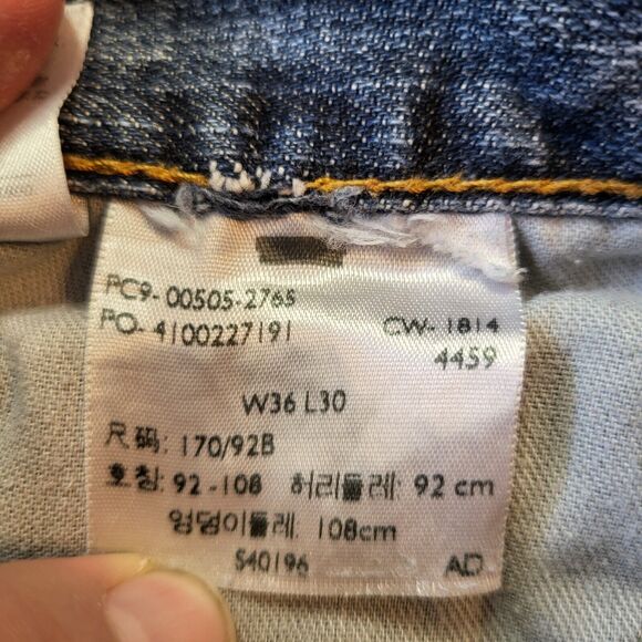 Levi's 505 Jeans 35x29 Regular Fit Straight Distressed Destroyed Paint Splatter - Picture 4 of 13